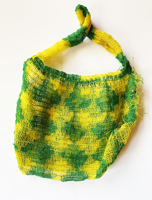 Poly string market bag bilum - Green & Yellow
